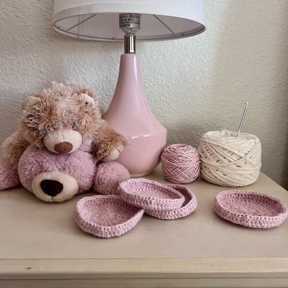 Support my daughters small business 4 Pink Crochet Coasters